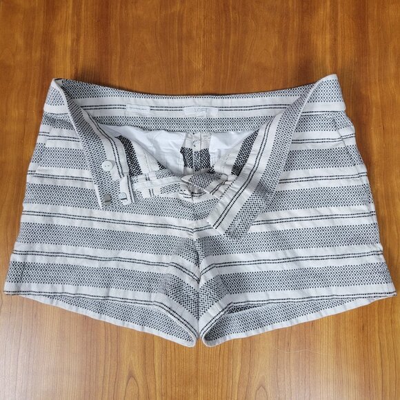 LOFT Black & White Striped Woven Cotton Riviera Shorts - 10 - Picture 7 of 9